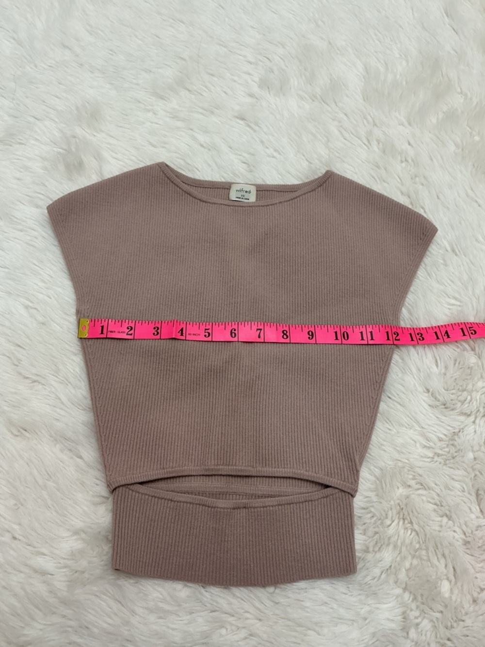 💜 Wilfred - Light Pink (Mauve) Ribbed Cutout Crop Top - Picture 4 of 7